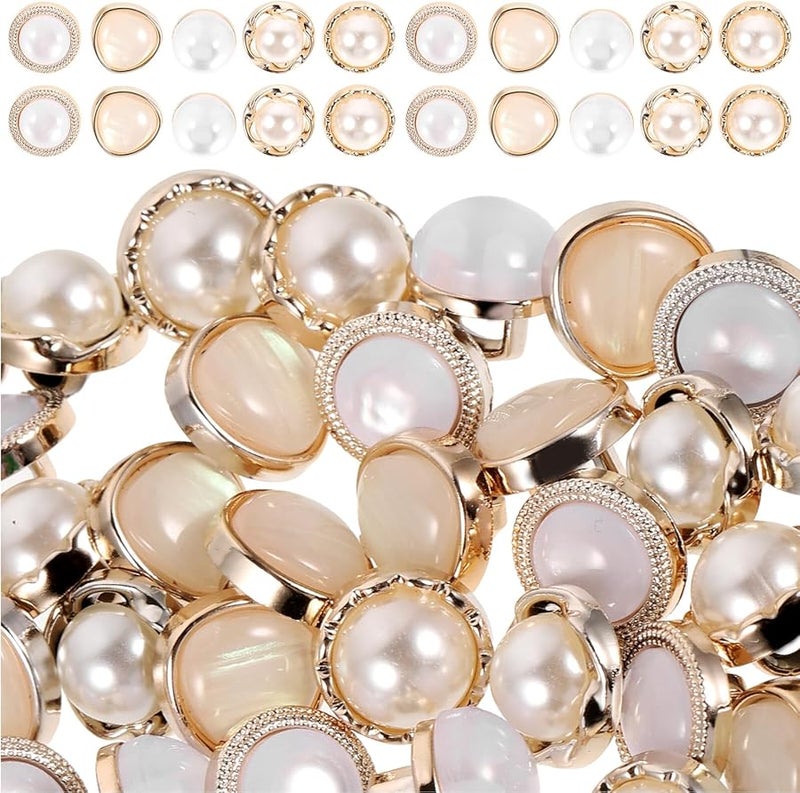 Faux Pearl Shirt Buttons 50pcs For Sewing Clothing Decorative Round DIY Suits Sweaters - Image 1